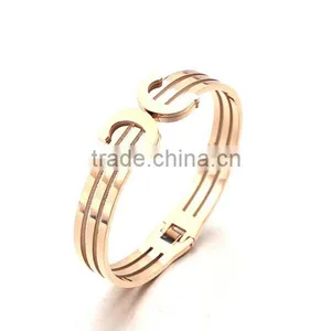 Retail Stainless Steel Women Bangle Rose Gold Spring Shield Bracelet Jewelry thumbnail-2