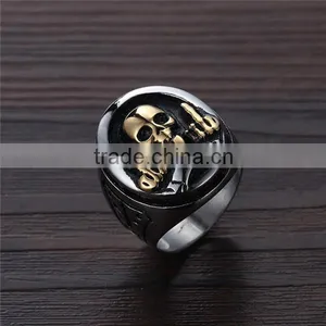 Hiphop Vintage Two Tone Devil Skull Ring thumbnail-4