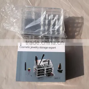 Wholesale Innovative Portable Clear Cosmetic Acrylic Makeup Organizer With 4 Drawer for Store Jewelry Cosmetic thumbnail-1