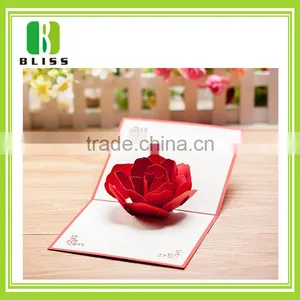 Handmade Offset Paper Printing 3d Pop up Folding Dried Flowers Greeting Cards thumbnail-1