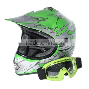 DOT Youth Green Flame for Dirt Bike for ATV Motocross Offroad Helmet MX+GogglesS M L New thumbnail-1