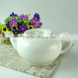 Wholesale Stock White Cheap Porcelain Teapot, Cafe Cheap White Tea Pot for Restaurant Teapot thumbnail-2