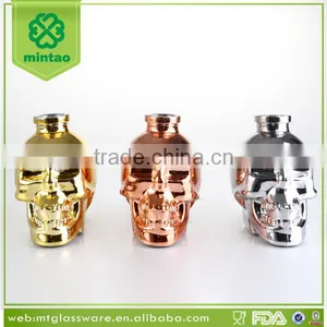 Antique Skull Glass Wine Decanter Electriplate Colors thumbnail-1