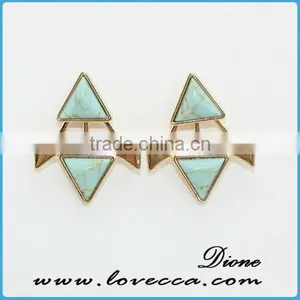 Fashion Women Green Turquoise Earrings Double Side Stud Earrings Jewelry thumbnail-1