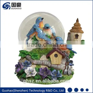 Collectibles Snow Globe Resin Blue Robin Birds Figurines Accessories thumbnail-1