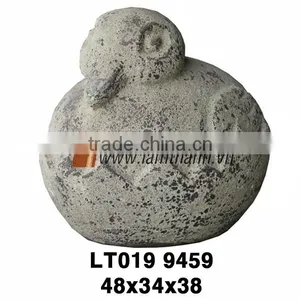 Vietnam Pottery Garden Ornament Stone Fat Bird Statue thumbnail-1