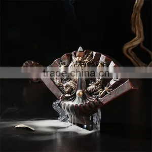 Golden Dragon Fan Incense Backflow Incense Burner Gift & Decor thumbnail-1