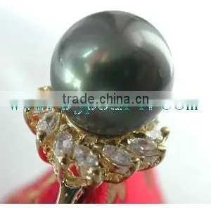 18K Gold Ring Diamond Ring and Seawater Pearl Ring thumbnail-3