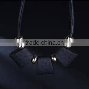 Retro Square Rubber Bead Leather Necklace European and America Women Geomotric Necklace Leather Choker Necklace thumbnail-3