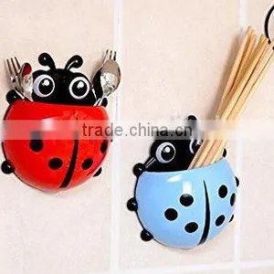 Cute Cartoon Ladybug Kids Wall Suction Cup Mount Toothbrush Box Travel Organizer Plastic Box Storage Organizer thumbnail-4