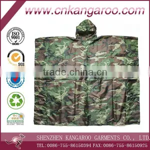 High Quality Outdoor Military Camouflage Rain Poncho thumbnail-1