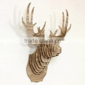 Carved Wooden Deer Head Decoration Wholesale thumbnail-4