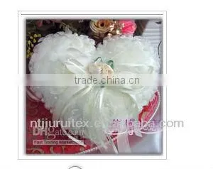 Heat Pattern Ivory Color Satin Ring Pillow With Flower 1pcs for Sale thumbnail-1