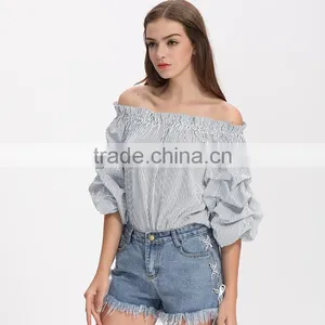 Women Latest off Shoulder Styles Casual Blouse Designs Images thumbnail-4
