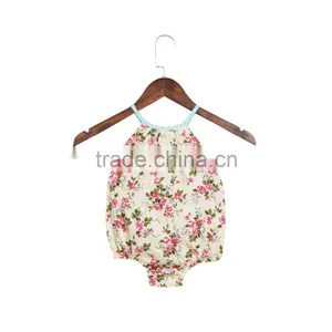 2017 Summer Hot Sale Boutique Baby Clothing Rompers Baby Girl Vintage Bubble Rompers Infant and Toddlers Clothing Floral Rompers thumbnail-3