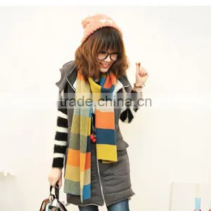 High Quality Colorful Stripe Long 180cn Wool Women Autumn and Winter Wear Rainbow Knit Scarf Fashion thumbnail-6