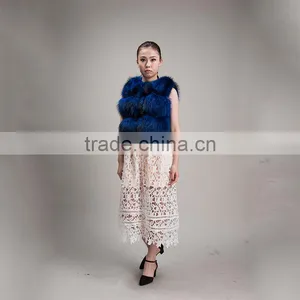 Myfur Fashion Style Winter Real Fur Waistcoat Short Dyed Color Raccoon Fur Vest thumbnail-1