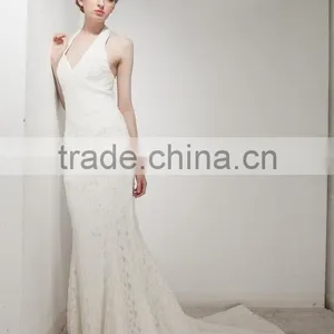 Mermaid Halter Neck Court Train With Elegant Lace Wedding Dress AS30602 thumbnail-3
