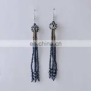 Lovely Beaded Tassel Tinsel Tdrops Earring thumbnail-4
