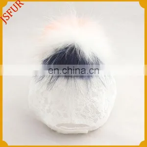 Hot Sale Girls Hat Genuine Raccoon Fur Pompom Lace Cap and Hat thumbnail-3