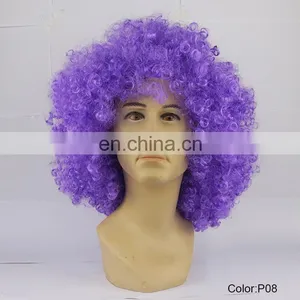 Football Fans Party Cheap Big Purple Afro Wigs P08 thumbnail-1