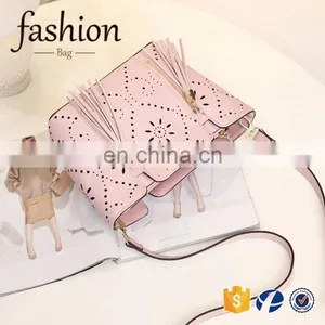 CR on Time Delivery Guaranteed Handbags Latest Model With Tassels Long Strap Shoulder Bag Beautiful Pink Color Hollow Bag thumbnail-2