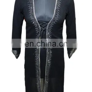 Dubai Silver Stone Work Burkha Jacket / Casual Islamic Wear Abaya Jacket / Fashionable Burkha Hijab Jacket 2017 (dubai Abaya) thumbnail-2