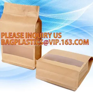 Kraft Bags With Window, Resealable Large Kraft Ziplock Food Storage Bags,Storing Food,Nuts,Seeds,Beans,Tea Leaves, Coffe thumbnail-1