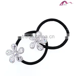 Top Quality Elegant Lasted Fashion Clean Flower Chunky Crystal Decorative Elastic Hair Rubber Band For Girls Pony Tail Hair Rope thumbnail-1