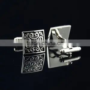 Vintage Black Pattern Mens Party Gift Shirt Cufflinks Cuff Links French Silver thumbnail-2
