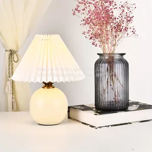 Led Night Light Usb Bedroom Bedside Lamp Decoration for Home Table Lamp Creative Nordic Retro Pleated Gift Desk Lamp thumbnail-1