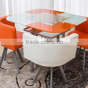 Modern Round Dining Table With Leather Chairs thumbnail-5