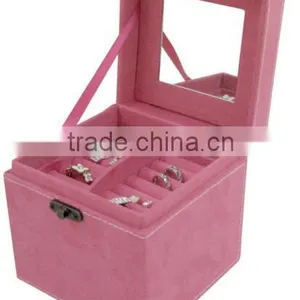 Three-layer Princess Suede Velvet Jewelry Box / Organizer / Display Storage Case With Mirror thumbnail-4