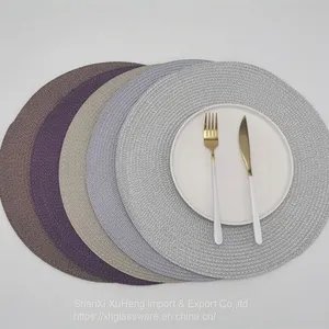 Wholesale PP Placemats Handmade Woven Placemats Round Insulation Pads Place Mats Placemats For Dining Table thumbnail-1