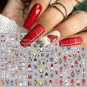 New Christmas Nail Stickers Cute Cartoon Santa Claus Snowflake Elk Back Glue Nail Stickers Wholesale thumbnail-1