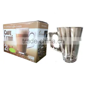 Glass Coffee Cup Latte Coffee Mug Milkshake Cup 240 ml With Handle thumbnail-1