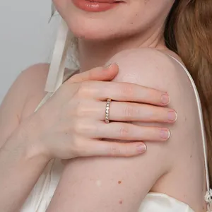 Shining Star Jewelry Solid 14K Gold Cubic Zirconia Eternity Ring Gift For Women thumbnail-2