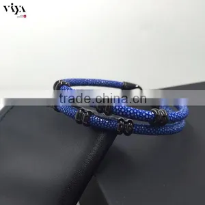 2016 New Trendy Most Popular Wholesale New Year's Gift Item Luxury Stingray Leather Bracelet For Men thumbnail-2