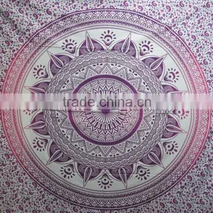 Pink Ombre Tapestry Boho Dorm Sheet Hippie Beach Throw Round Mandala thumbnail-3