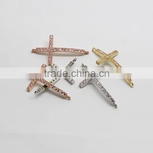 CZ6477 Wholesale Mirco cz Pave Cross Bracelet Charm Connectors,mini Cross thumbnail-3