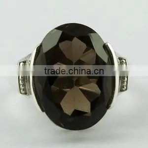Classy Smoky Quartz Ring, Gemstone Silver Jewellery, Fine Silver Jewellery thumbnail-6