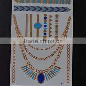 Blue Metallic Tattoo Ink Newest Temporary Gold Silver Tattoos 15*20CM thumbnail-2