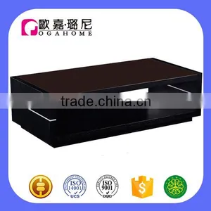 CJ0186 Black Walnut Open Painted Coffee Piano Paint Glass Modern Design Coffee Table thumbnail-1