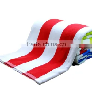 High Quality 70x140cm 400g Cotton Red and White Striped Beach Towel Supplier's Choice thumbnail-3