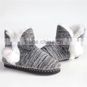 Ladies Knit Slipper Boot thumbnail-1