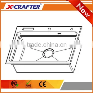Durable Stainless Steel 304 Single Bowl Overmount Kitchen Sink thumbnail-3