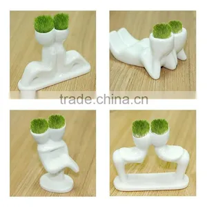 Boy Grass Head Ceramic Porcelain Planter ,Grass Head Ceramic Porcelain Planter ,Grass Head Ceramic Porcelain Planter thumbnail-1
