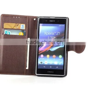 Newest Product Flip Hit Color Pattern Wallet Leaf Buckle Leather Case for Sony Xperia Z4 With Stand thumbnail-4