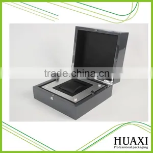 Luxury Grey High Glossy Lacquer Wooden Wrist Watch Box With Pillow thumbnail-6