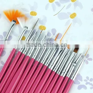 Hot Selling Professional 15pcs Pink Acrylic Nail Art Brush Quality Choice thumbnail-5